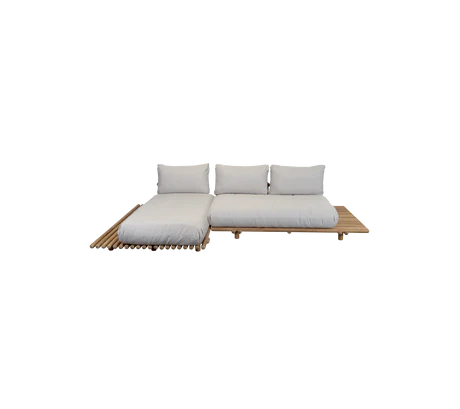 Sticks platform, sofa w/ chaise lounge - Teak