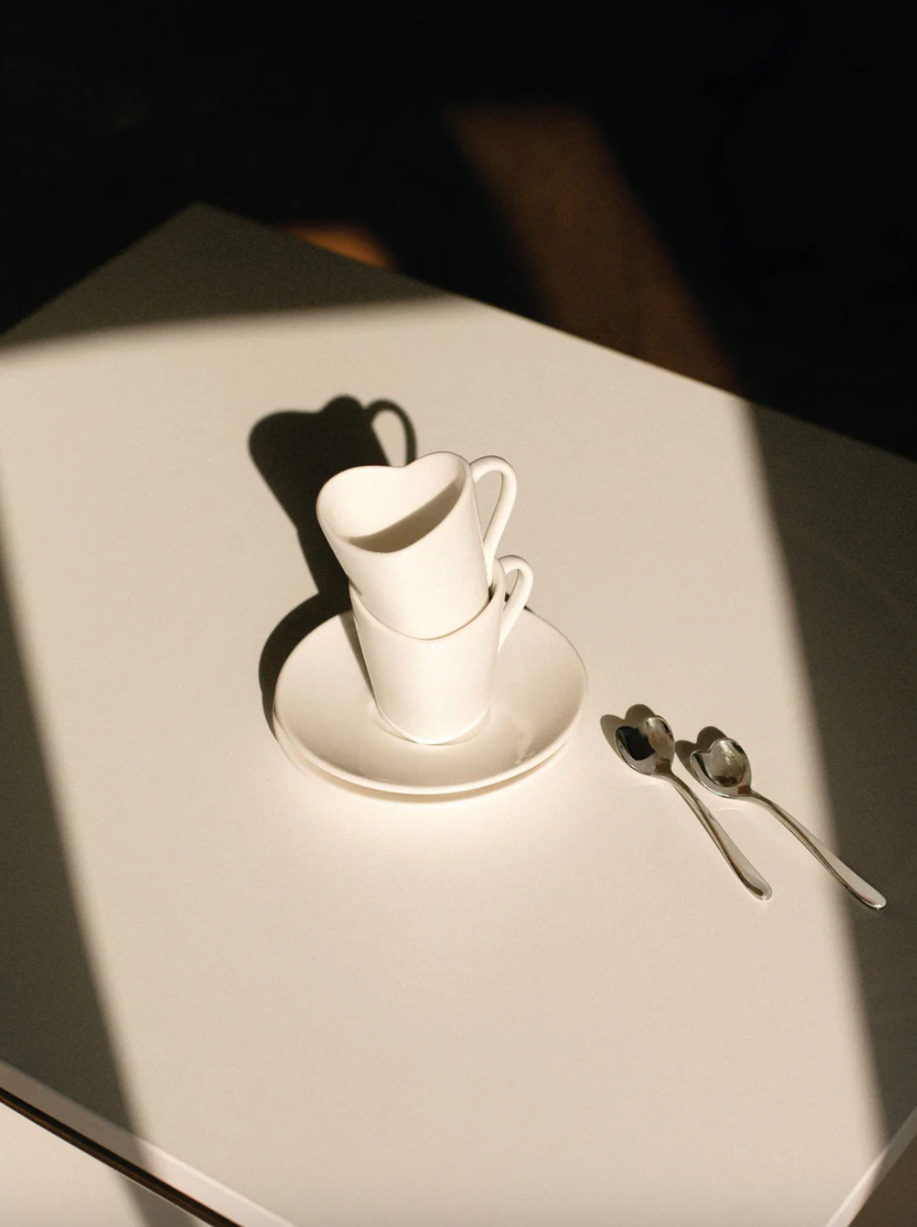 To  Set of Two Mocha Cups with Saucer and two coffee spoons