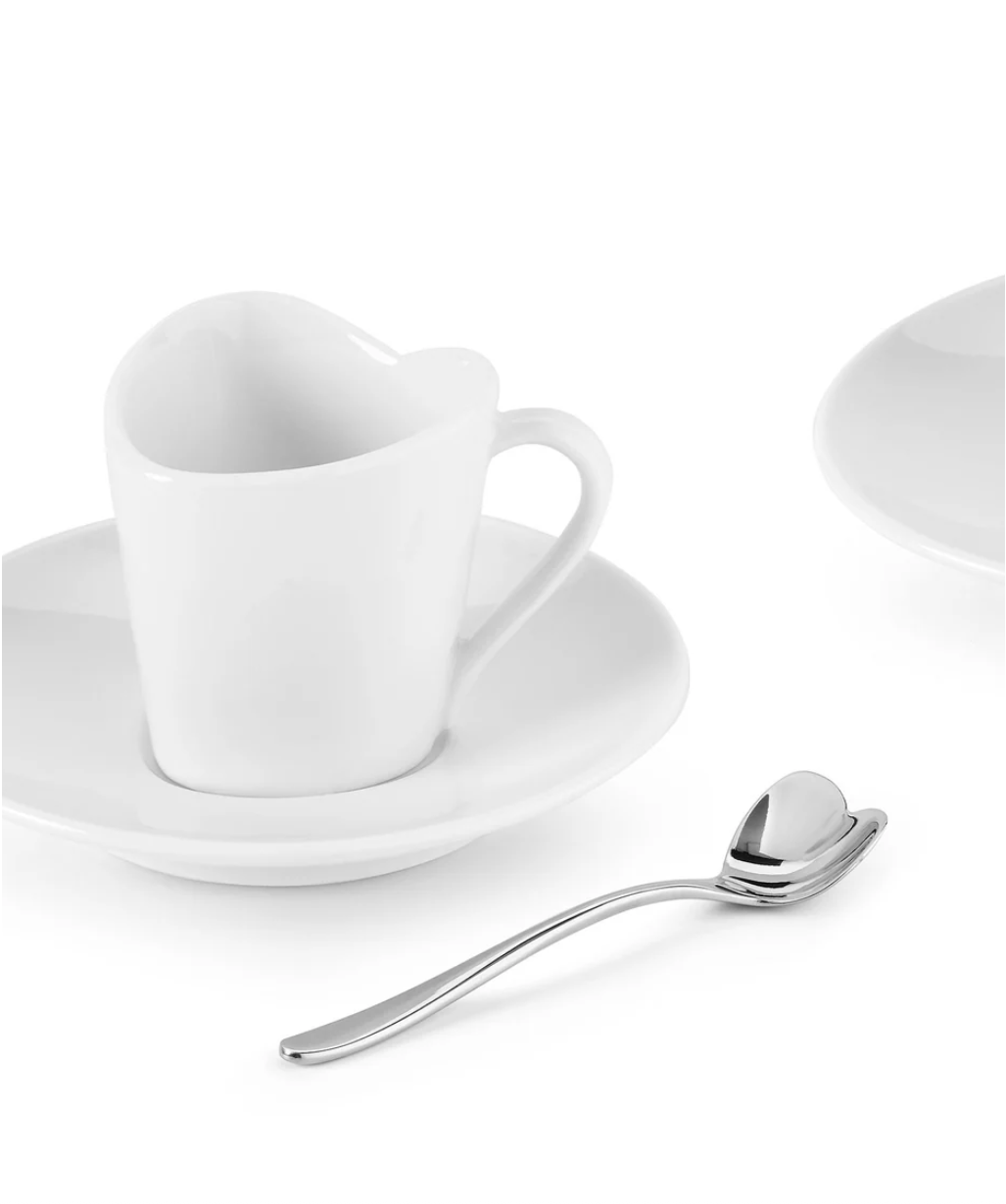 To  Set of Two Mocha Cups with Saucer and two coffee spoons