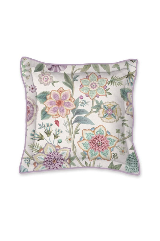Viva las Flores square cushion white