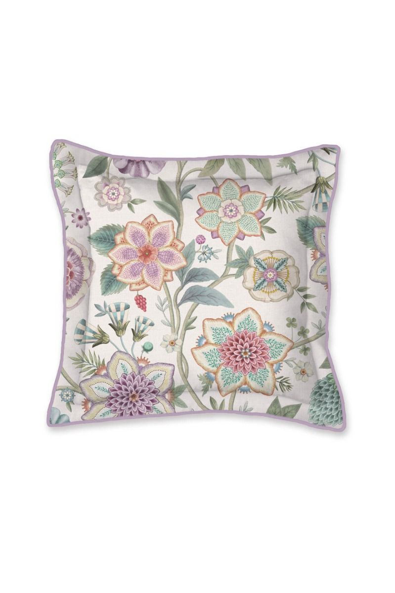 Viva las Flores square cushion white